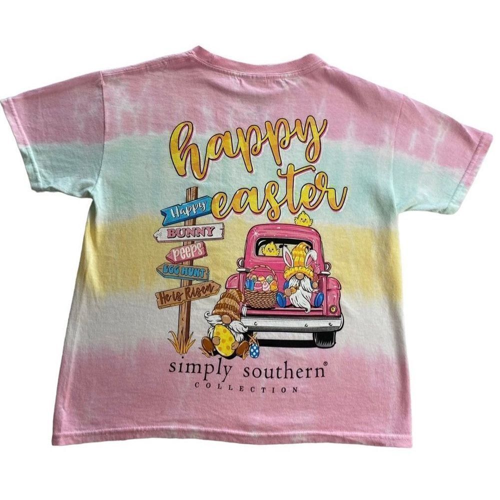 Simply Southern Big Girls LARGE Happy Easter Short Sleeve Top